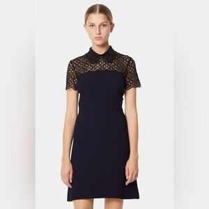 Sandro Navy and Black Lace Dress